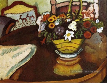 Nature morte impressionnisme œuvres - Nature morte avec Stag Cushion et Fleurs Expressionnisme August Macke